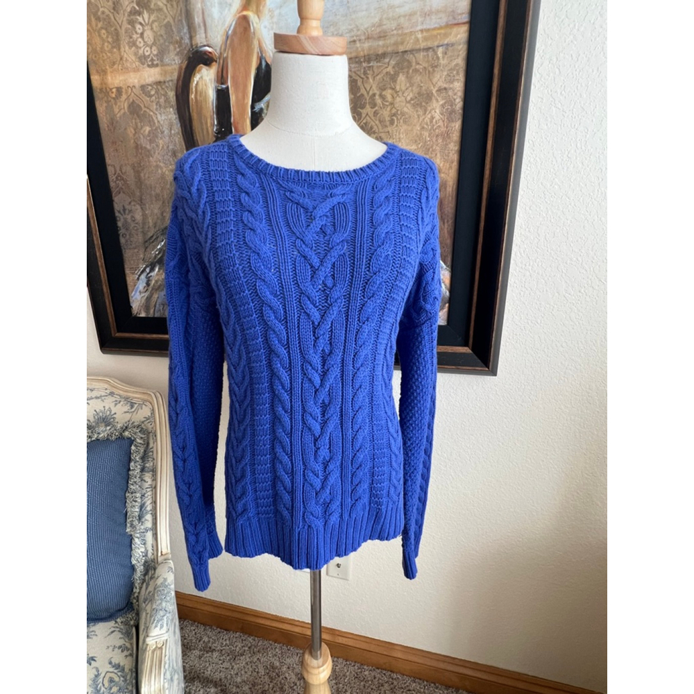Women's LAUREN Ralph Lauren Blue Cable Knit Crew Neck Sweater XL
